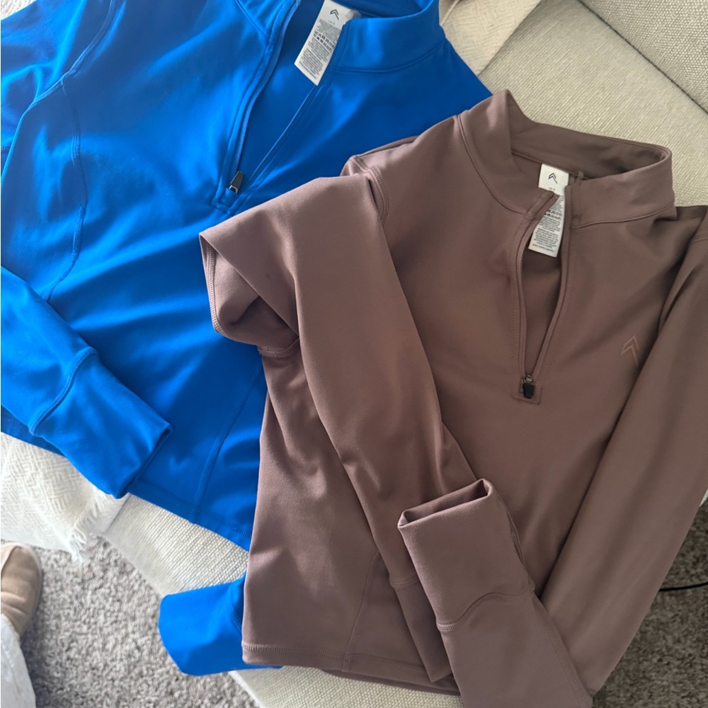 Blue and Brown Quarter-Zip Pullovers